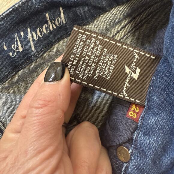 7 For All Mankind Jeans Womens 28 Blue A Pocket Flared Denim Stretch - Picture 5 of 5